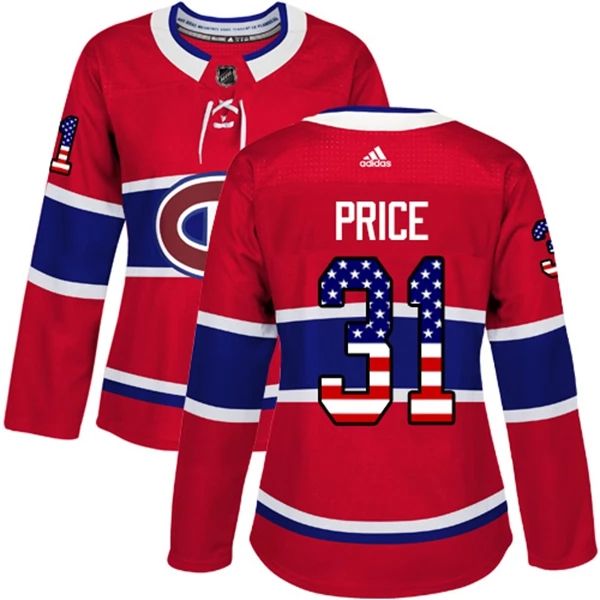 Damen Montreal Canadiens Trikot Carey Price 31 Rot USA Flag Fashion Authentic